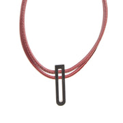 Authentieke Tweedehands Delvaux Red Leather D Necklace juiste prijs veilig online shoppen luxe merken webshop winkelen Antwerpen België mode fashion