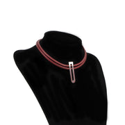 Authentic secondhand Delvaux Red Leather D Necklace designer jewelry accessories fashion luxury vintage webshop safe secure online shopping