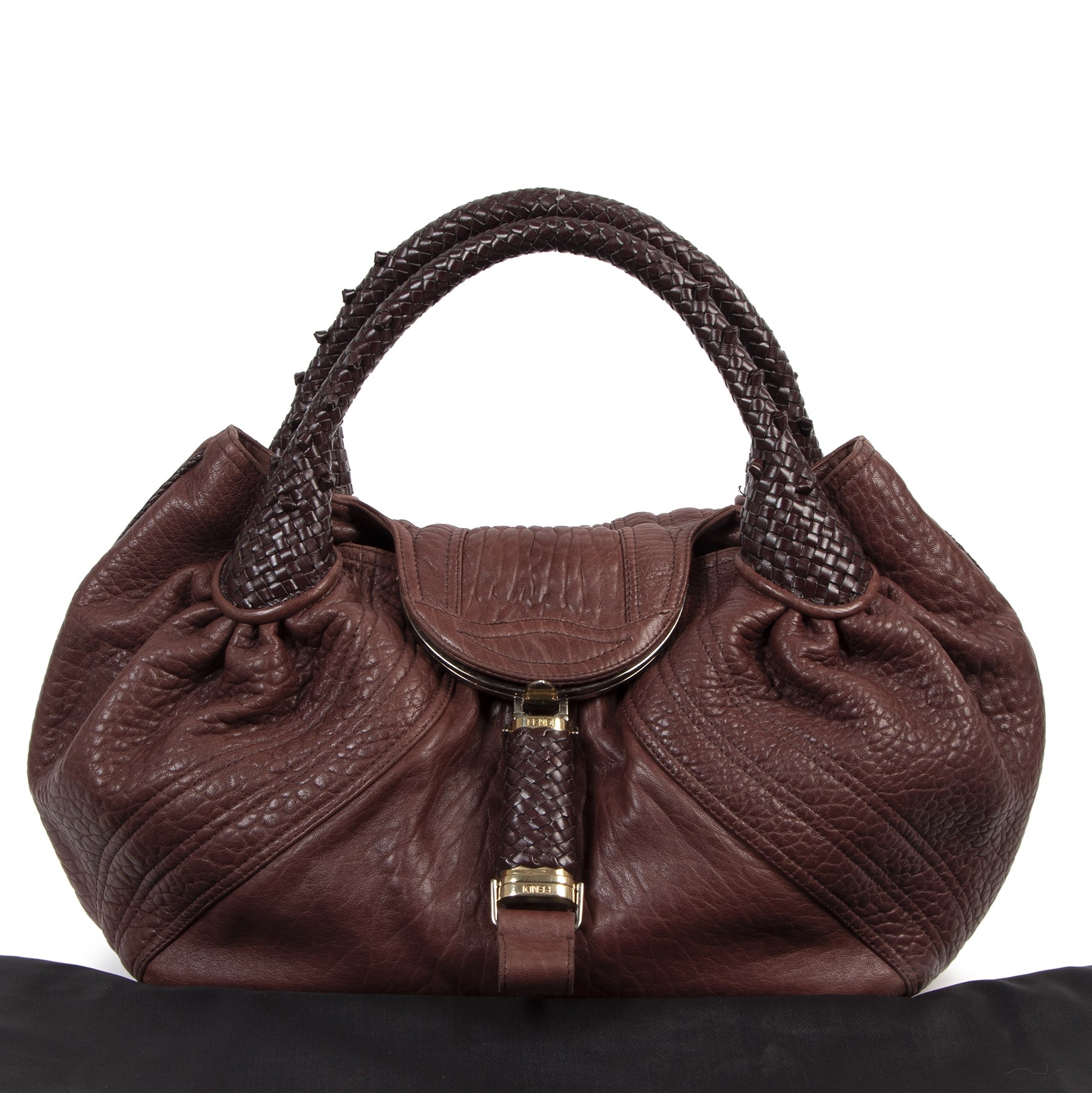 Authentieke tweedehands vintage Fendi Burgundy Spy Bag koop online webshop LabelLOV