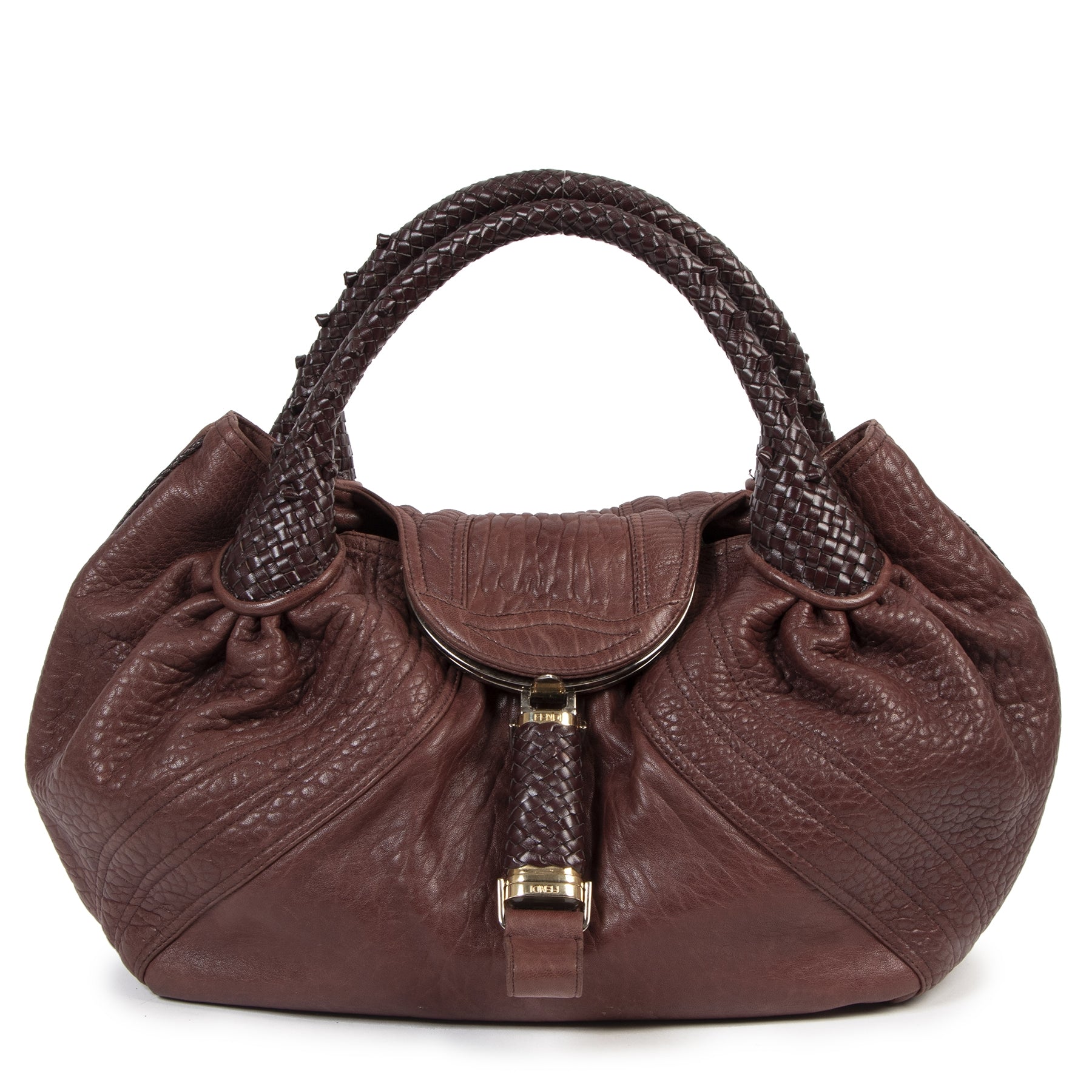 Authentic second-hand vintage Fendi Burgundy Spy Bag buy online webshop Labellov