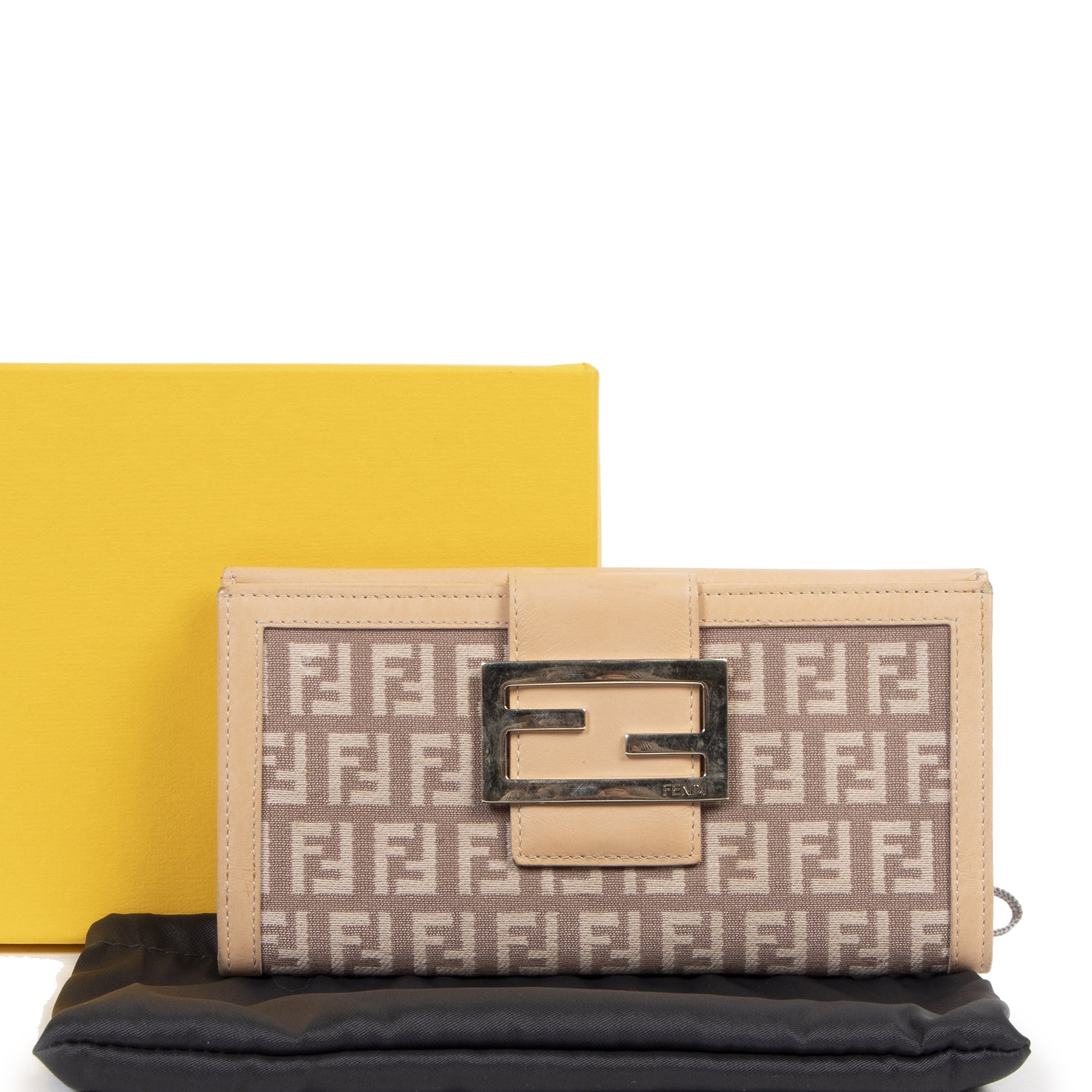 Authentieke tweedehands vintage Fendi Beige Zucchino Wallet koop online bij webshop LabelLOV