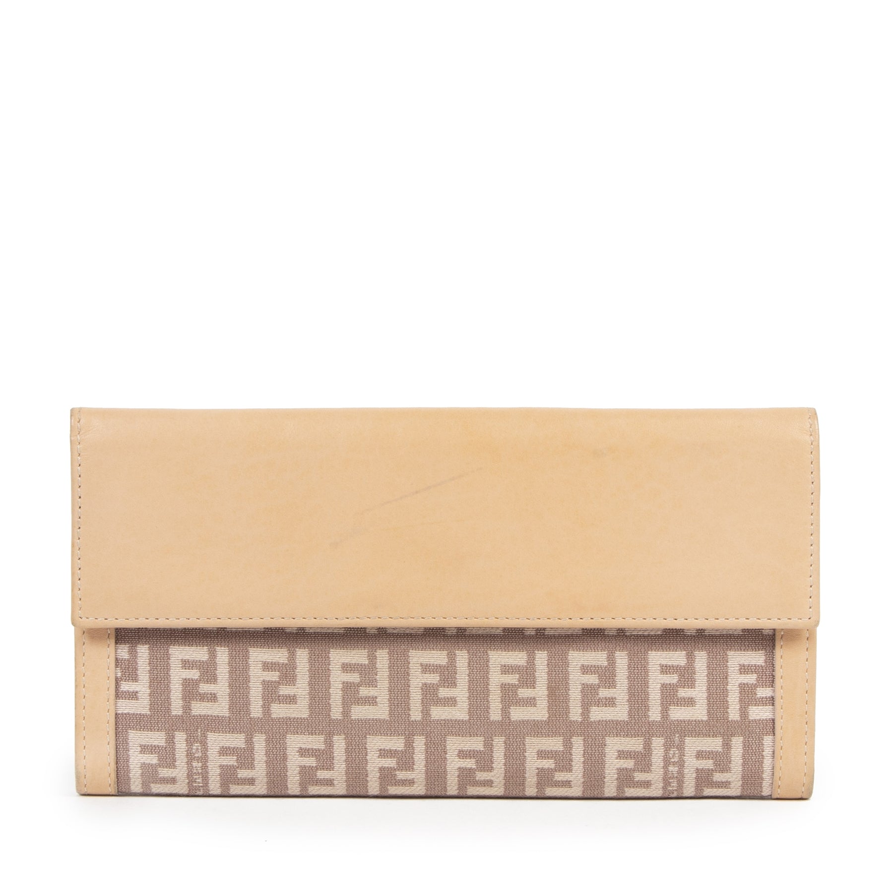 Authentique seconde-main vintage Fendi Beige Zucchino Wallet achète en ligne webshop LabelLOV