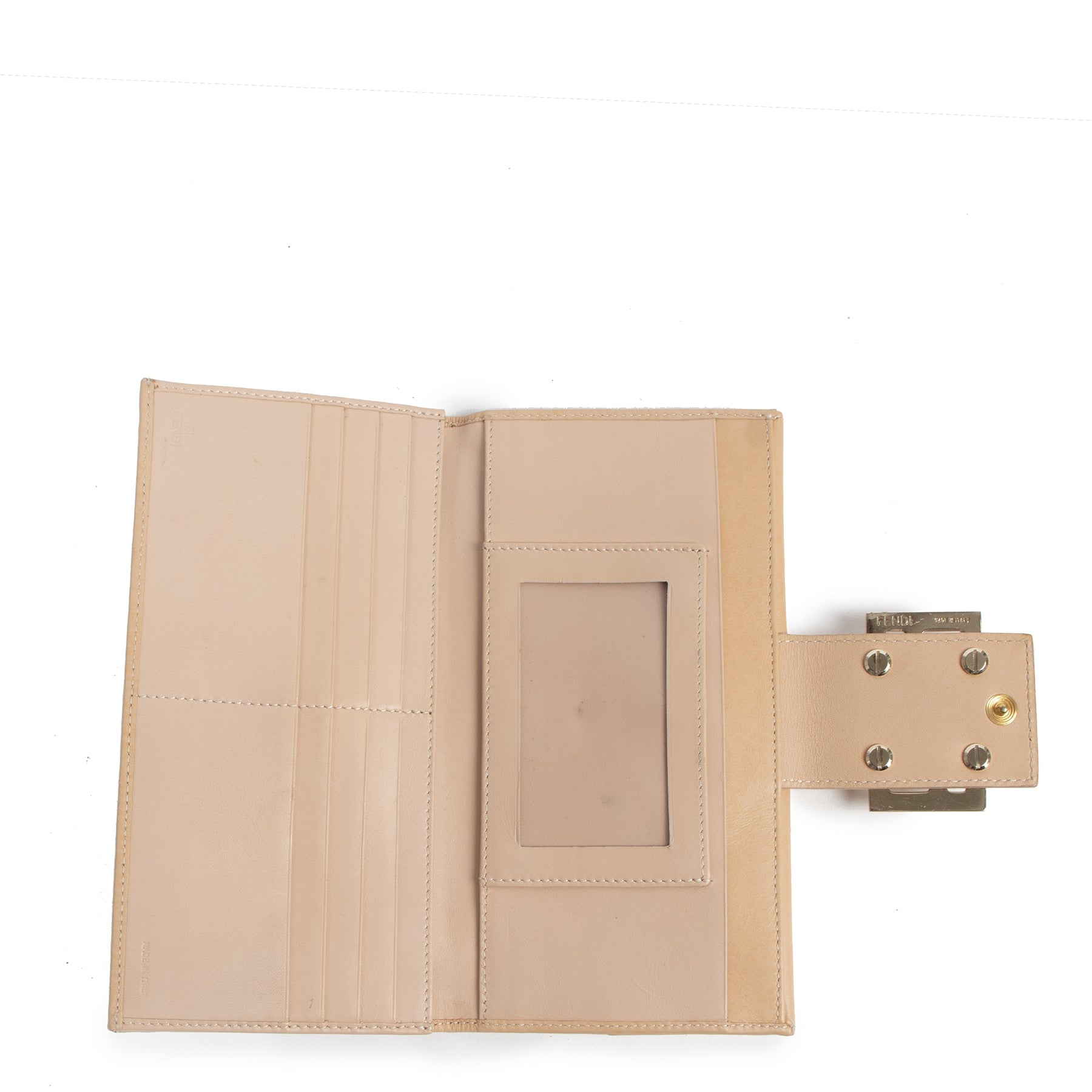 Authentic second-hand vintage Fendi Beige Zucchino Wallet buy online webshop LabelLOV