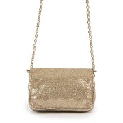 Authentieke Tweedehands Jimmy Choo Gold Rebel Glitter Mini Bag juiste prijs veilig online shoppen luxe merken webshop winkelen Antwerpen België mode fashion