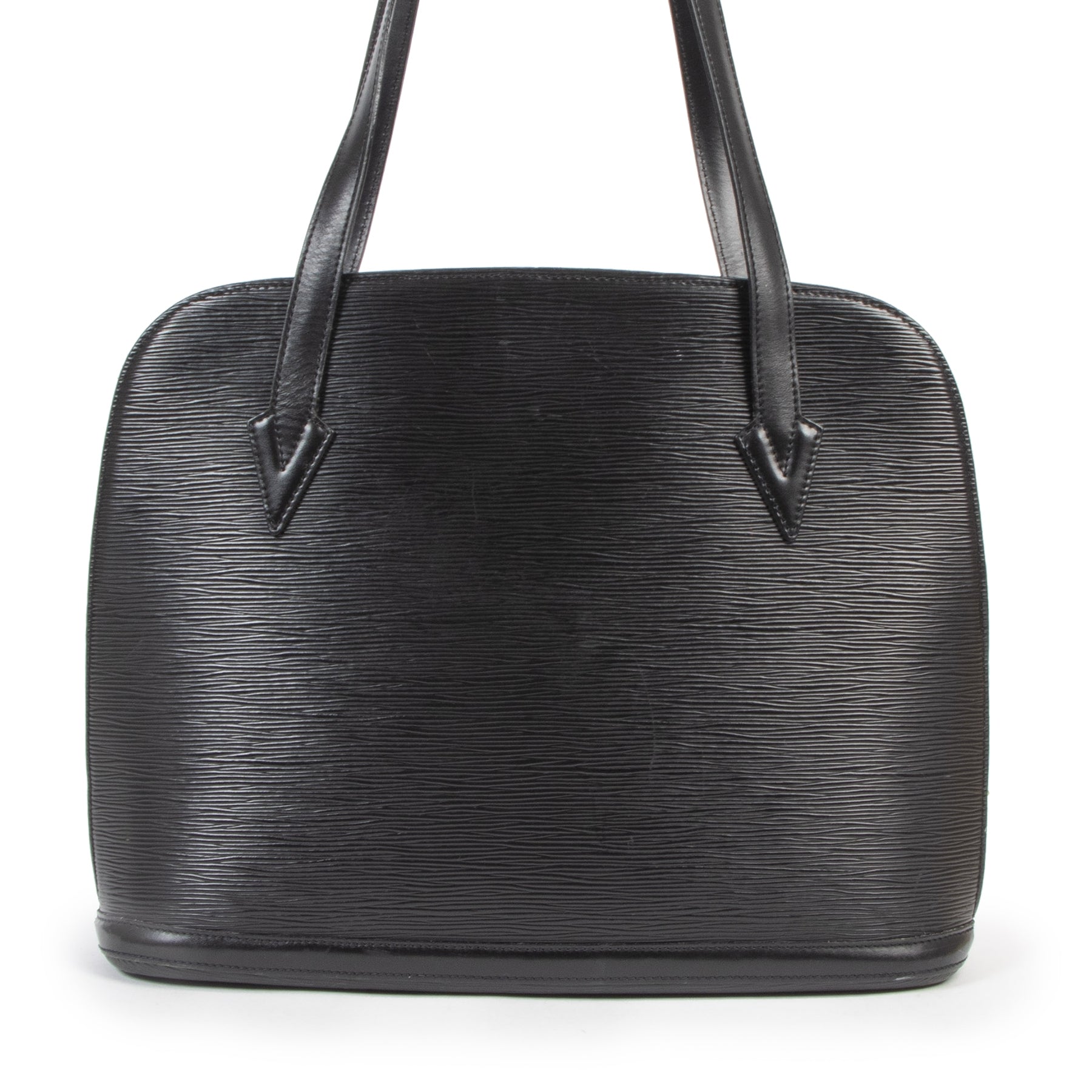 Authentic secondhand Louis Vuitton Black Epi Leather Lussac Tote designer bags fashion luxury vintage webshop safe secure online shopping