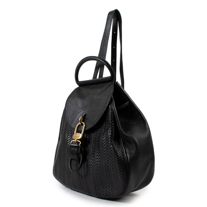 Delvaux Lucifer GM Black Toile de Cuir Backpack