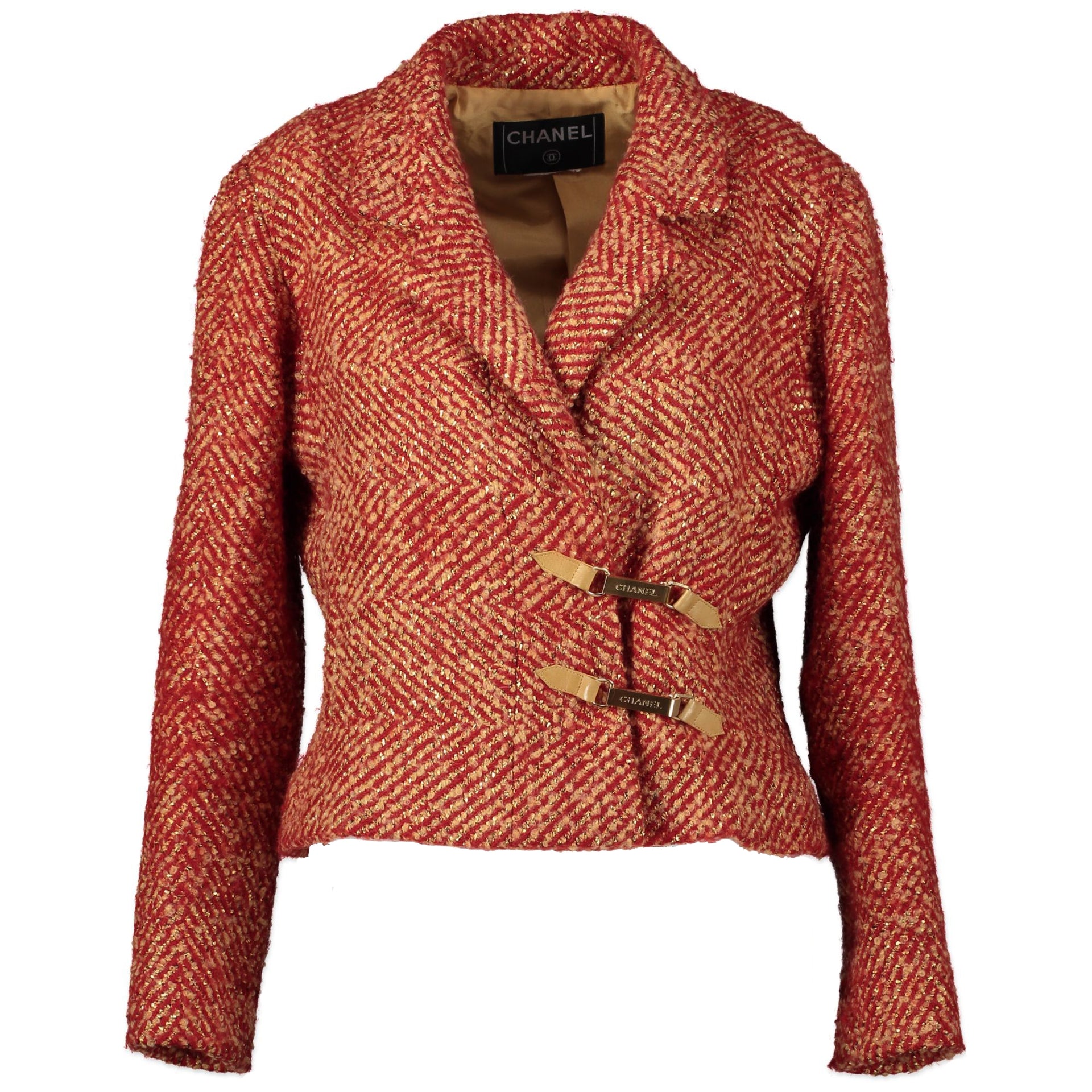 Buy and sell your authentic preloved Chanel Red and Gold Bouclé Vest