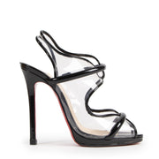 Authentieke Tweedehands Louboutin Aqua Ronda Transparant Patent Leather Sandals - Size 36 juiste prijs veilig online shoppen luxe merken webshop winkelen Antwerpen België mode fashion