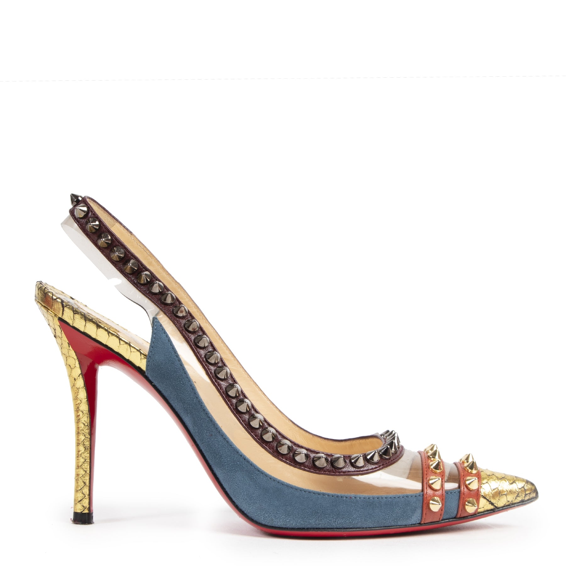 Authentieke Tweedehands Christian Louboutin Multicolor Studded Heels - Size 36 juiste prijs veilig online shoppen luxe merken webshop winkelen Antwerpen België mode fashion