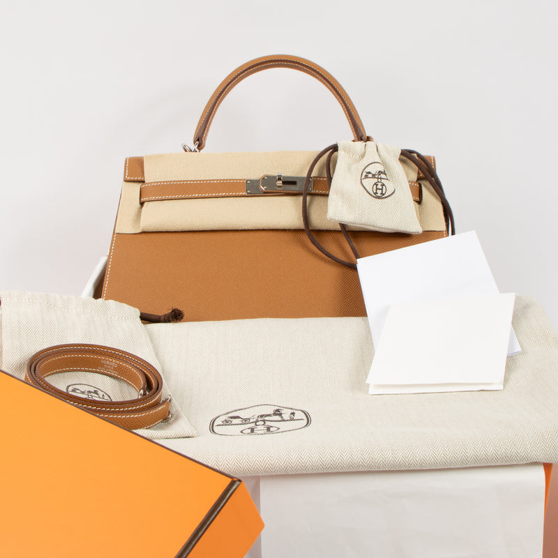 Hermes Kelly 32 Gold Epsom PHW