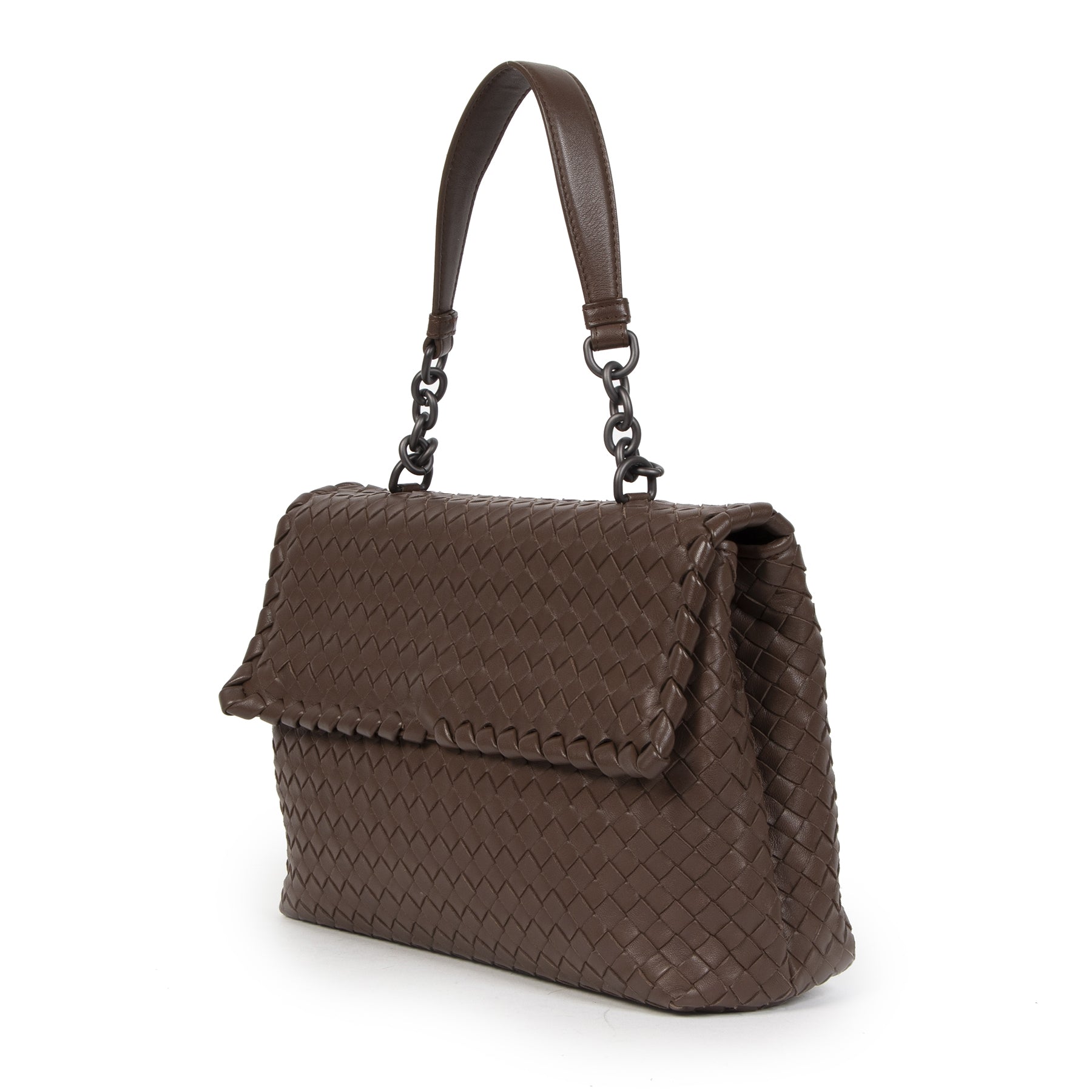 Buy authentic Bottega Veneta medium brown Olimpia bags safe and secure online.