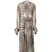 Authentieke tweedehands vintage Roberto Cavalli Zebra Print Maxi Dress koop online webshop LabelLOV