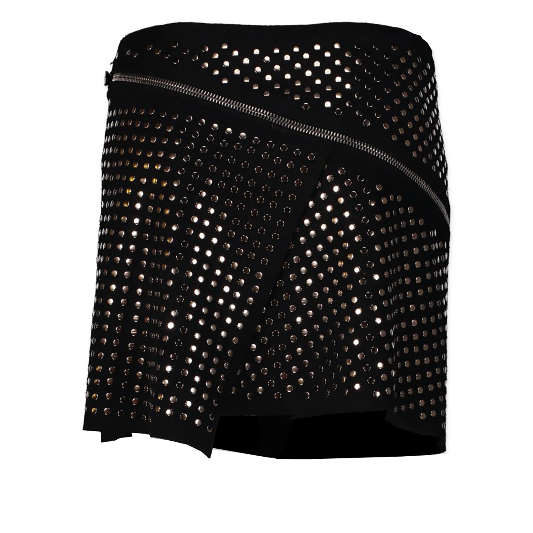 Authentieke Tweedehands Roberto Cavalli Black Wool Studs Skirt - Size 42 juiste prijs veilig online shoppen luxe merken webshop winkelen Antwerpen België mode fashion