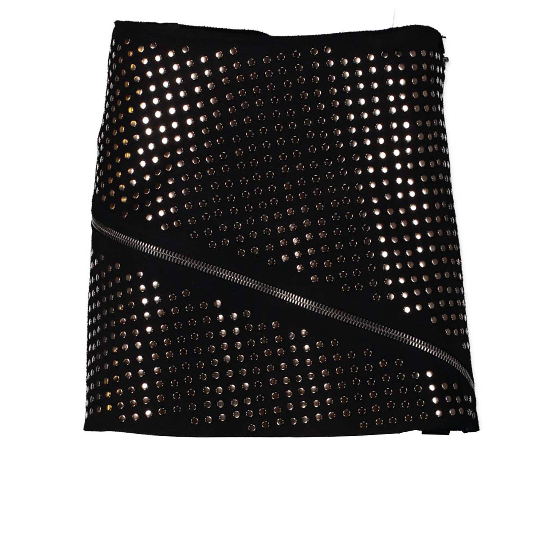 Authentic secondhand Roberto Cavalli Black Wool Studs Skirt - Size 42 designer clothing designer brands fashion luxury vintage webshop