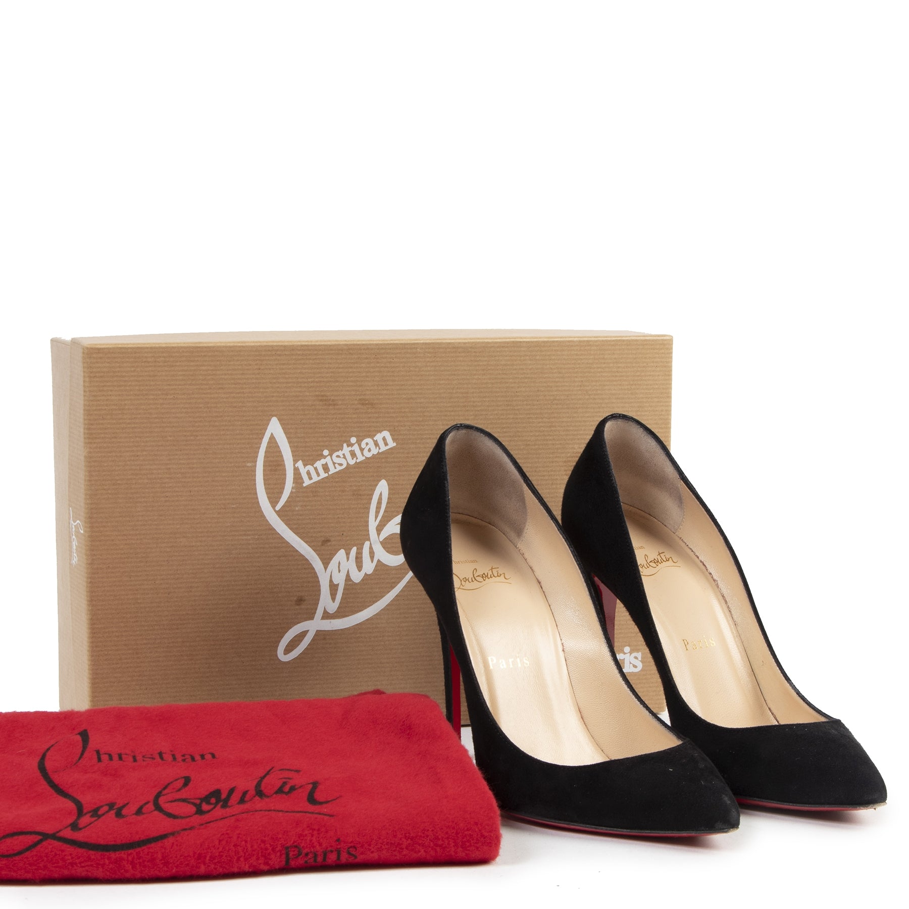Christian Louboutin Pigalle Follies 100 Suede heels at secondhand store Labellov for discount in Antwerp