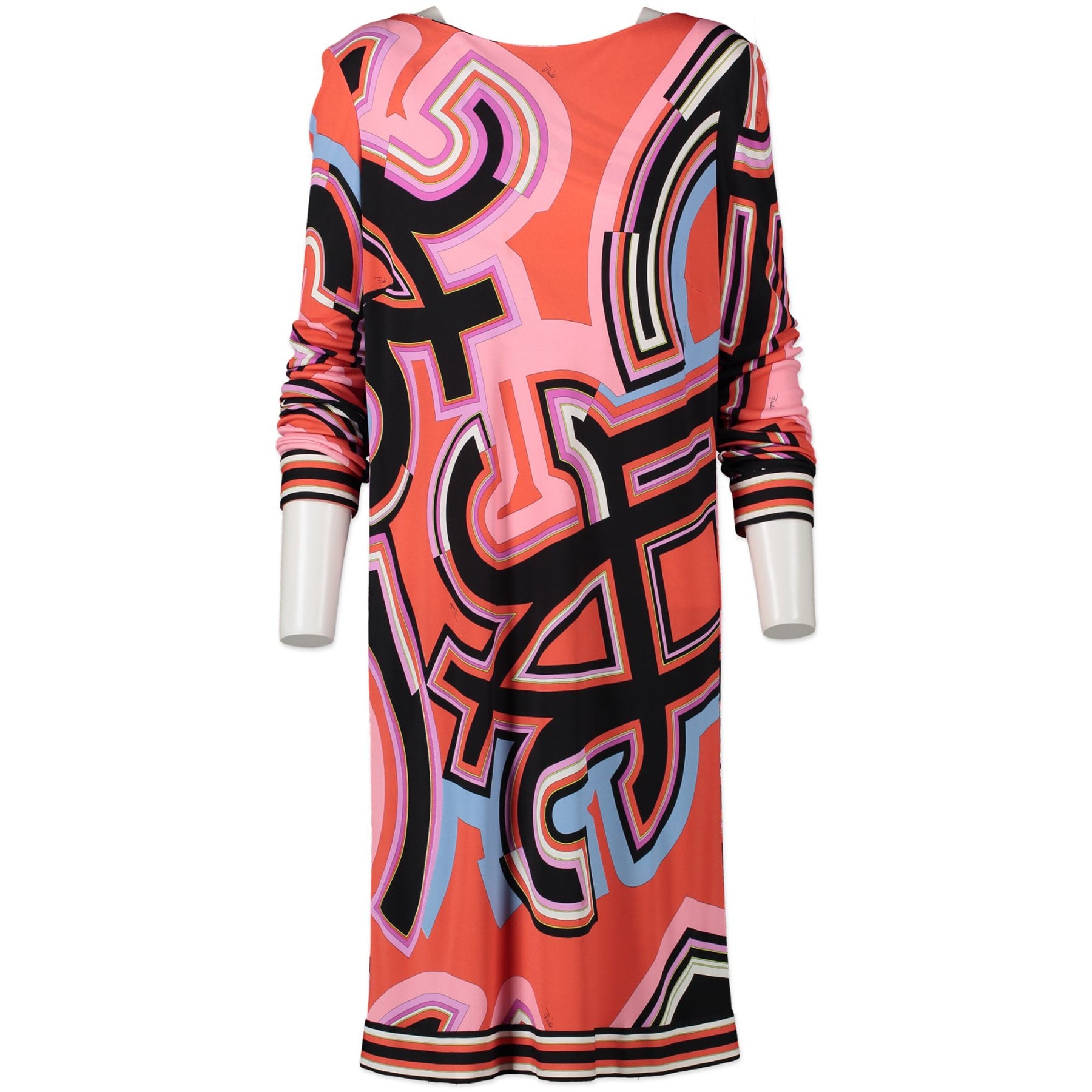 Authentieke Tweedehands Emilio Pucci Red Pattern Print Dress - Size 42 juiste prijs veilig online shoppen luxe merken webshop winkelen Antwerpen België mode fashion