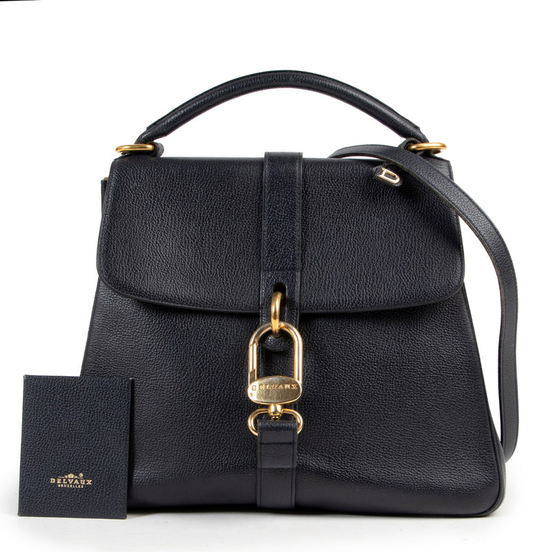 Delvaux Blue Leather Top Handle on Labellov, Worldwide Shipping