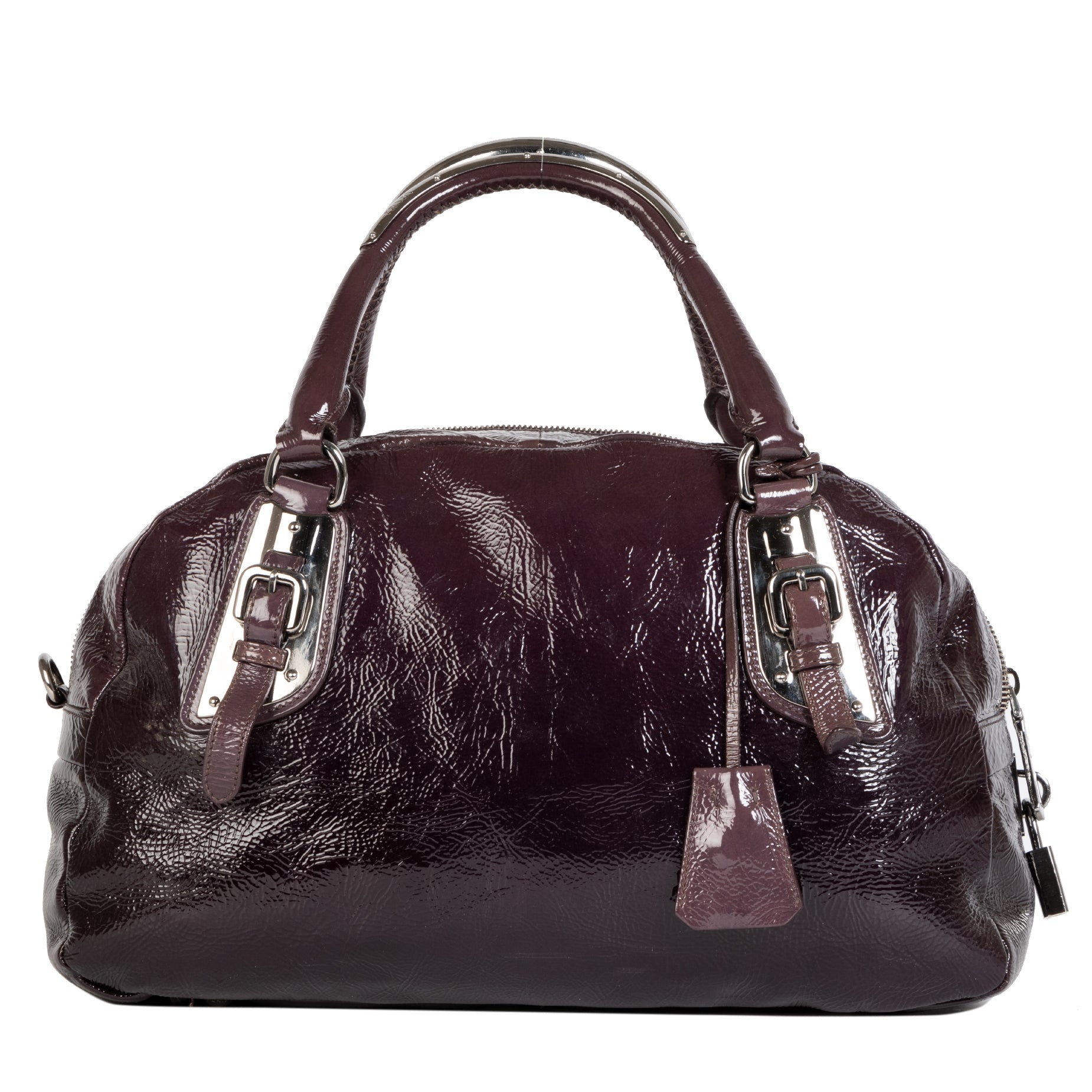 Authentic secondhand Prada Patent Leather Bowler Bag designer bags luxury vintage webshop designer brands fashion safe secure online shopping worldwide shipping