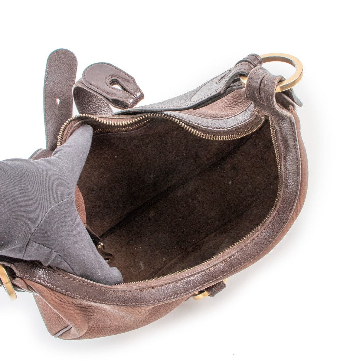 Sac à bandoulière Camille Delvaux en cuir nubuck marron