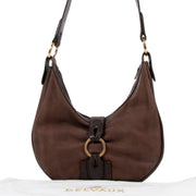Delvaux Brown Nubuck Camille PM Shoulder Bag