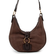 Delvaux Brown Nubuck Camille PM Shoulder Bag