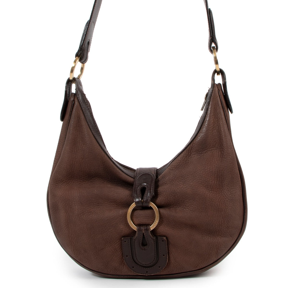 Delvaux Brown Nubuck Camille PM Shoulder Bag