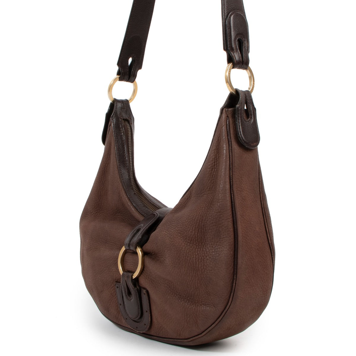 Delvaux Brown Nubuck Camille PM Shoulder Bag