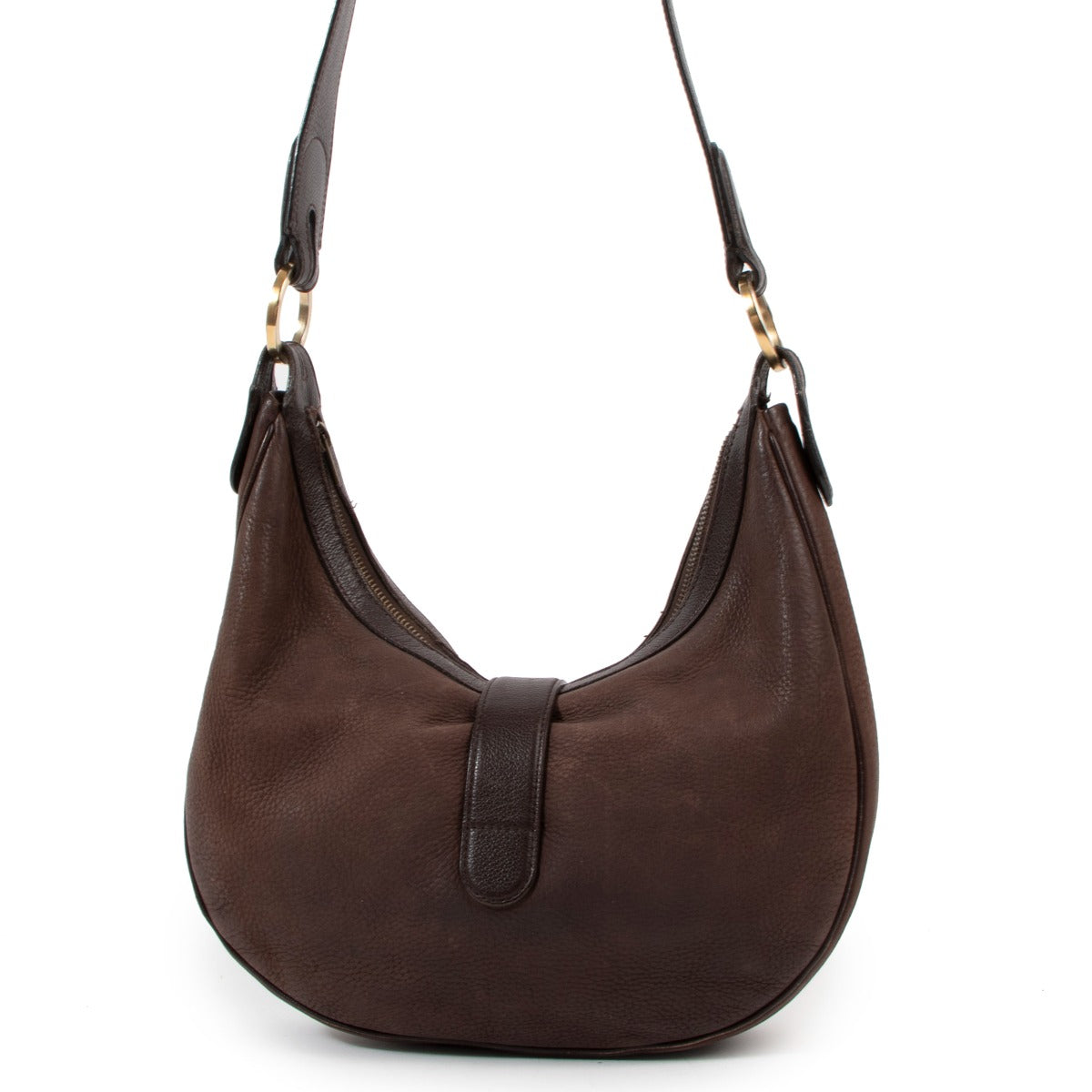 Sac à bandoulière Camille Delvaux en cuir nubuck marron