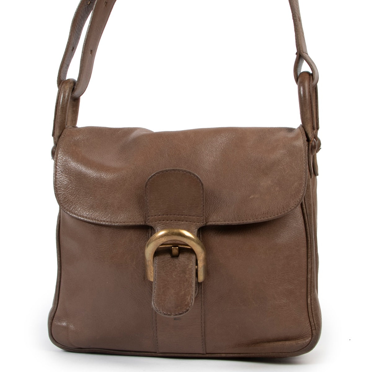 Delvaux Taupe Brillant Lambskin Leather Crossbody