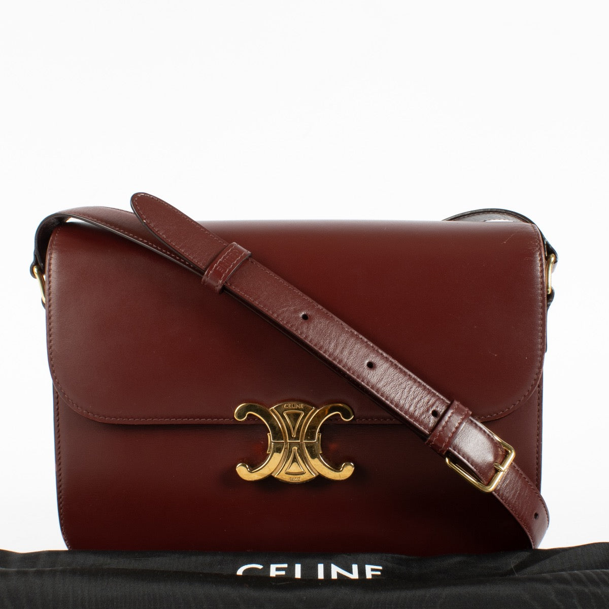 Authentic pre-loved Celine Burgundy Large Triomphe Bag on Labellov.com
