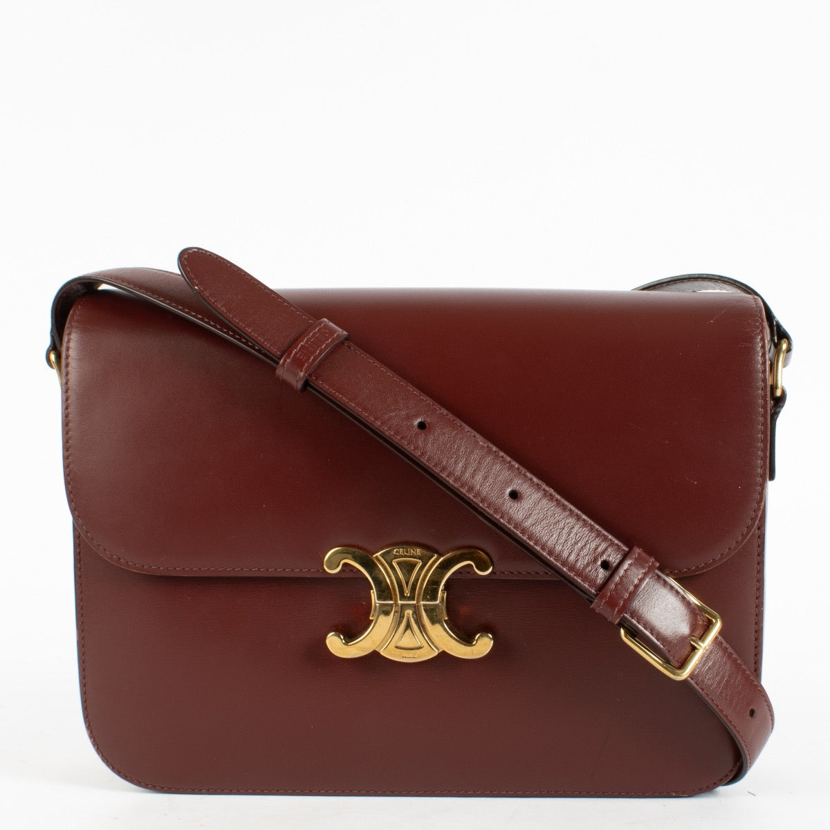 Authentic pre-loved Celine Burgundy Large Triomphe Bag on Labellov.com