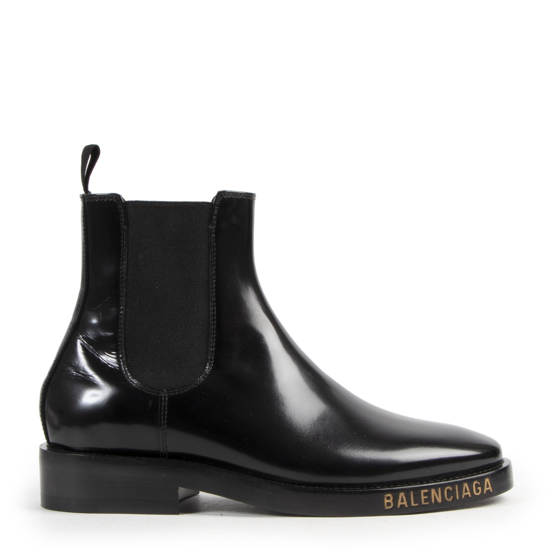 Balenciaga Black Patent Leather Chelsea Boots for the best price at Labellov secondhand luxury in Antwerp