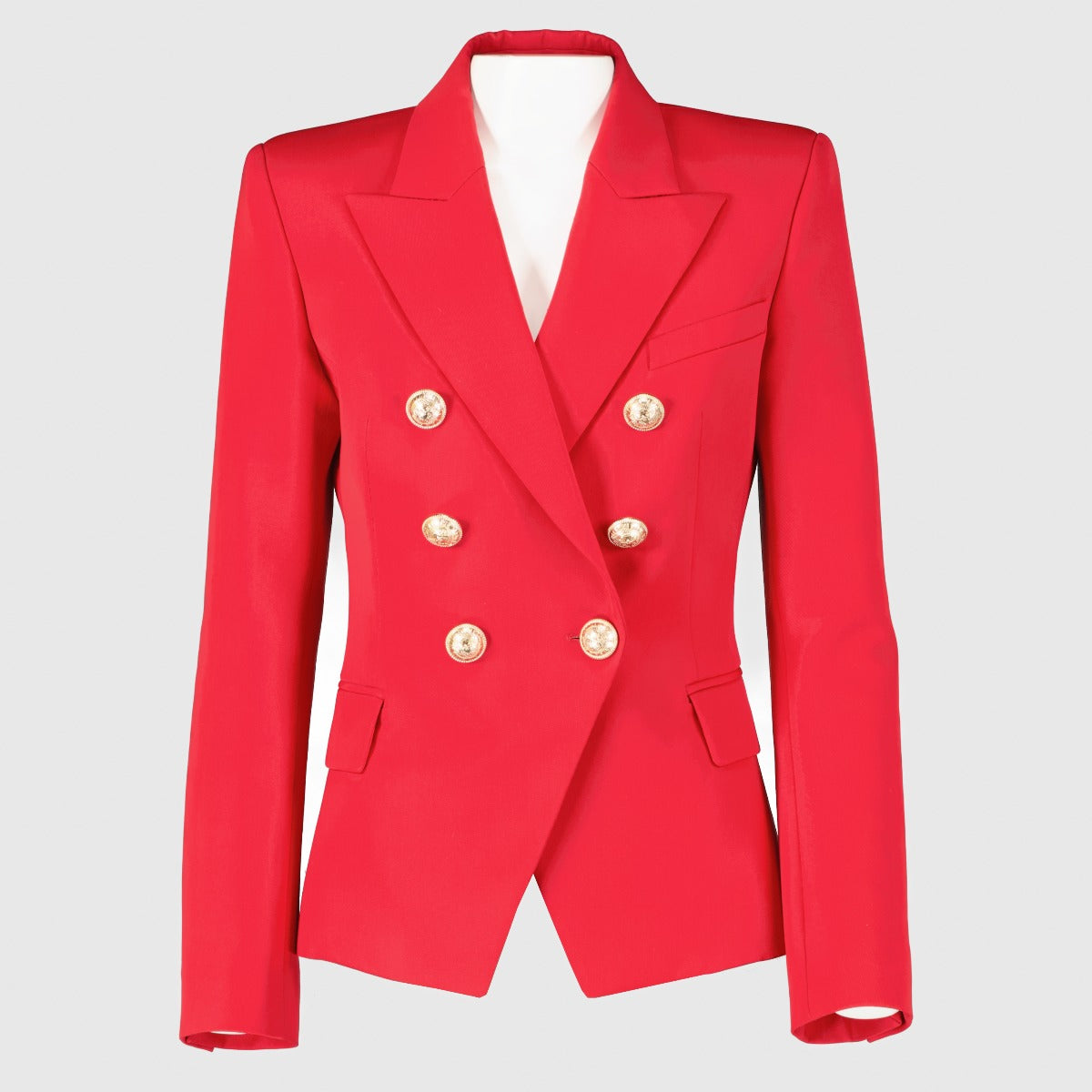 Balmain Red 6-Button Jacket - Size 36, available at Labellov.com