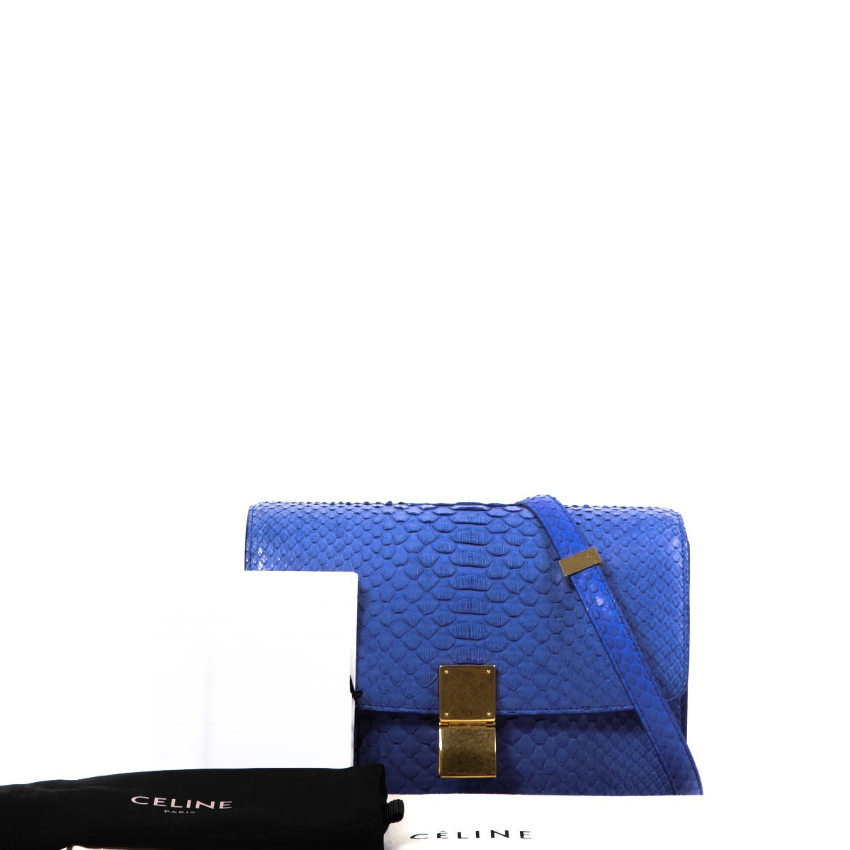 Celine Royal Blue Python Medium Classic Box Bag