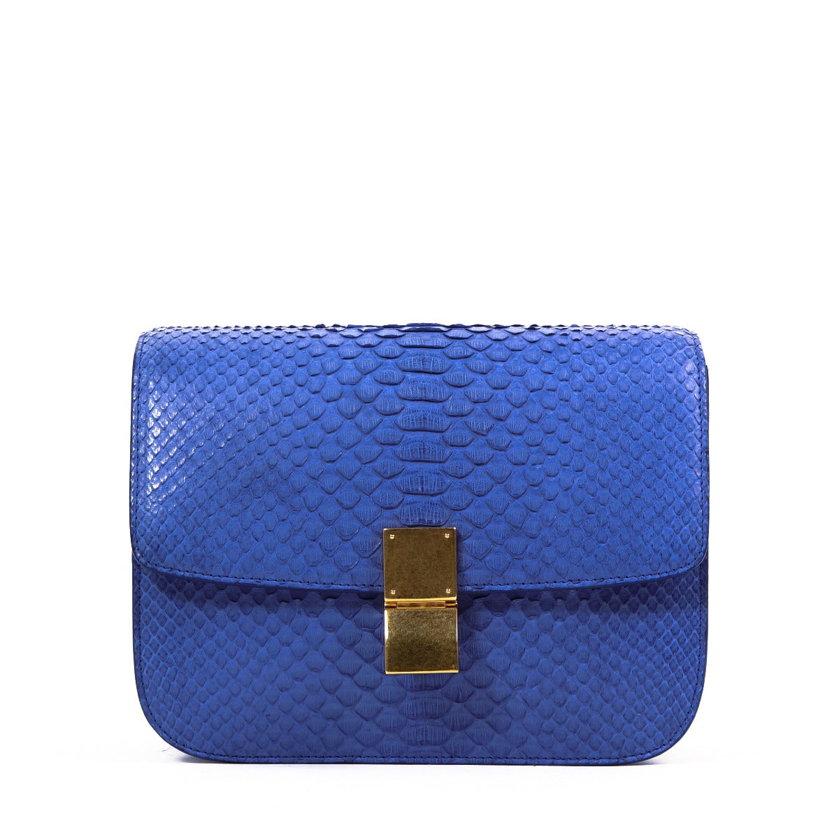 Celine Royal Blue Python Medium Classic Box Bag