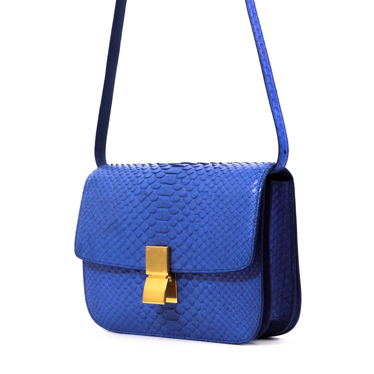 Celine Royal Blue Python Medium Classic Box Bag