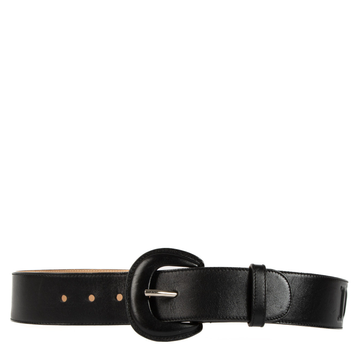 Christian Dior Zwarte Leren Logo Brede Riem - maat 80