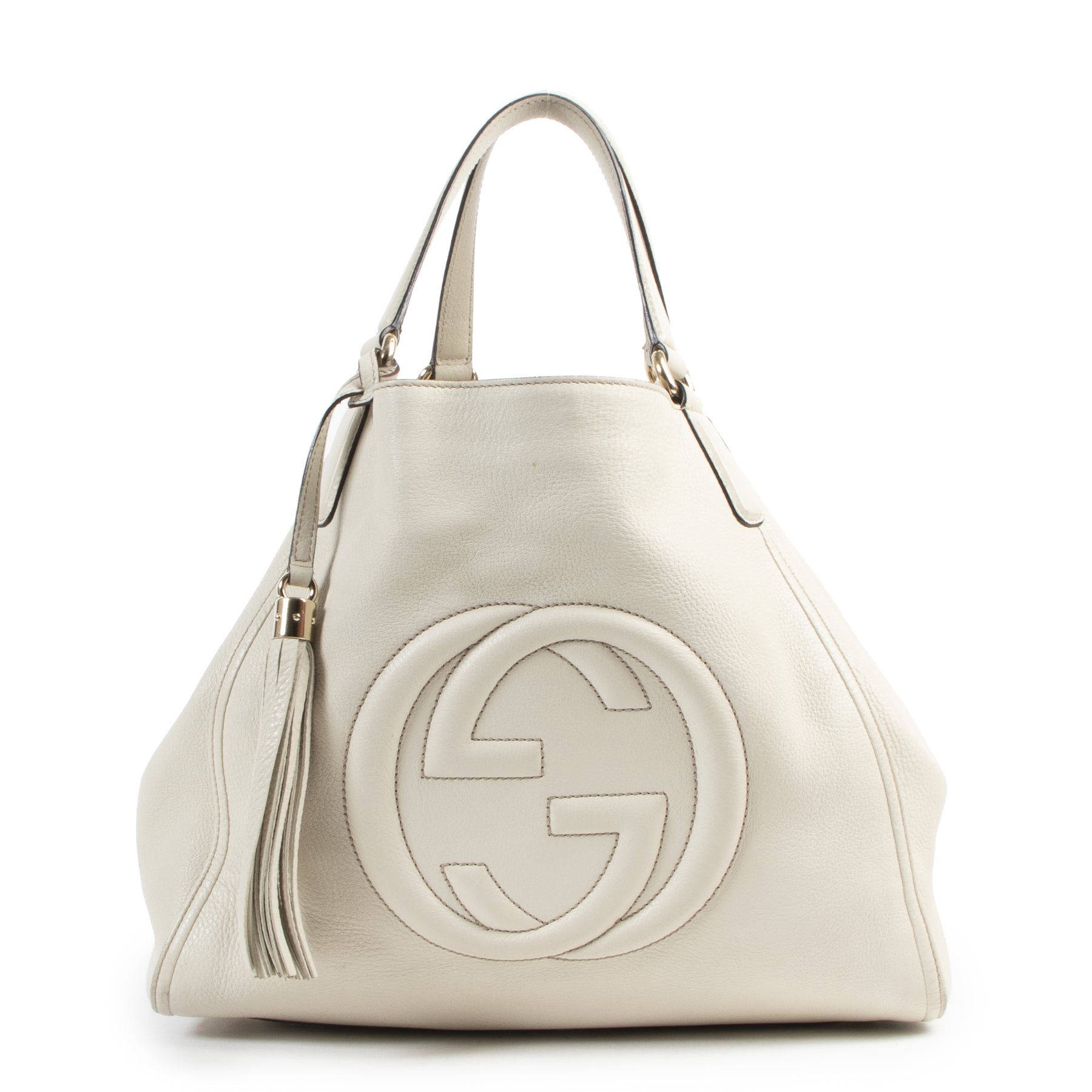 We buy and sell your authentic designer Gucci Soho Cream Shopper Bag