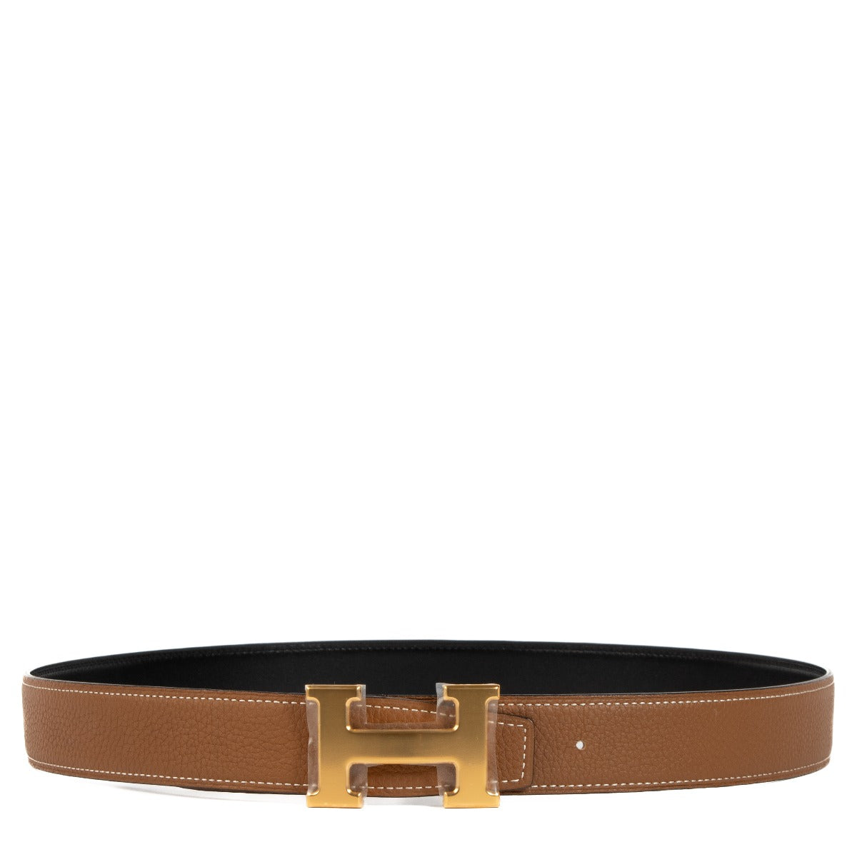 Second hand Authentic Hermès Gold/Black Reversible Constance H Buckle Belt on www.labellov.com