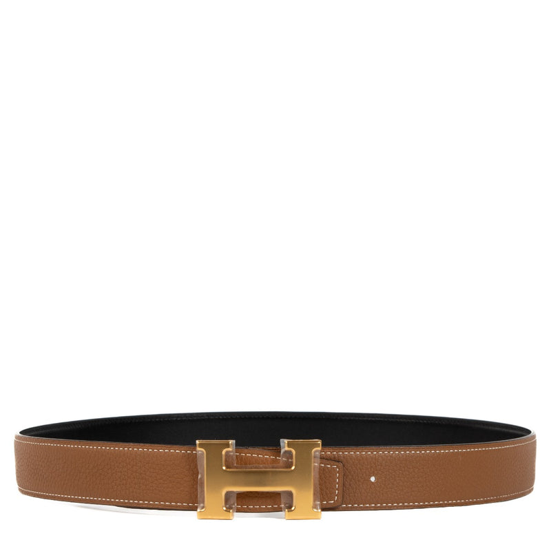 Second hand Authentic Hermès Gold/Black Reversible Constance H Buckle Belt on www.labellov.com