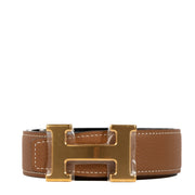 Hermès Gold/Black Reversible H Buckle Belt