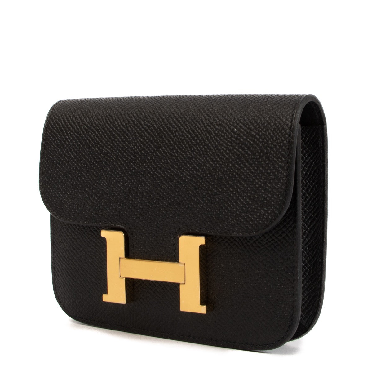 Shop safe online at Labellov in Antwerp, Brussels and Knokke this 100% authentic second hand Hermès Noir Epsom Constance Slim Wallet
