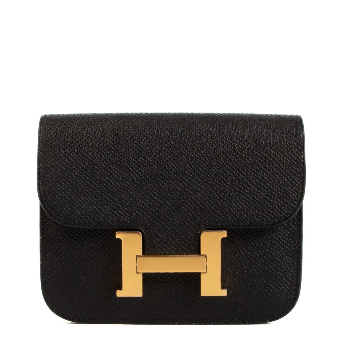 Shop safe online at Labellov in Antwerp, Brussels and Knokke this 100% authentic second hand Hermès Noir Epsom Constance Slim Wallet