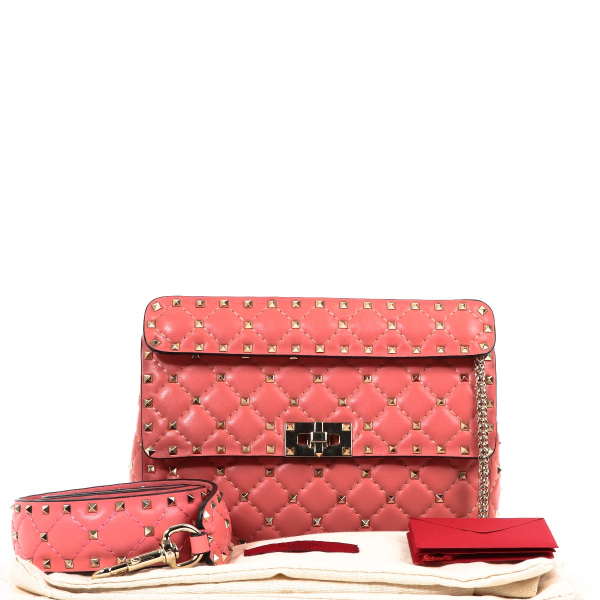 Valentino Garavani Pink Medium Rockstud Spike Nappa Bag