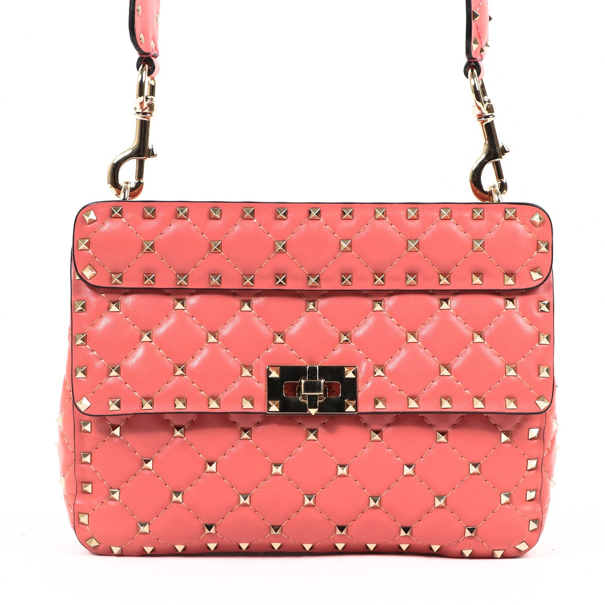 Valentino Garavani Pink Medium Rockstud Spike Nappa Bag