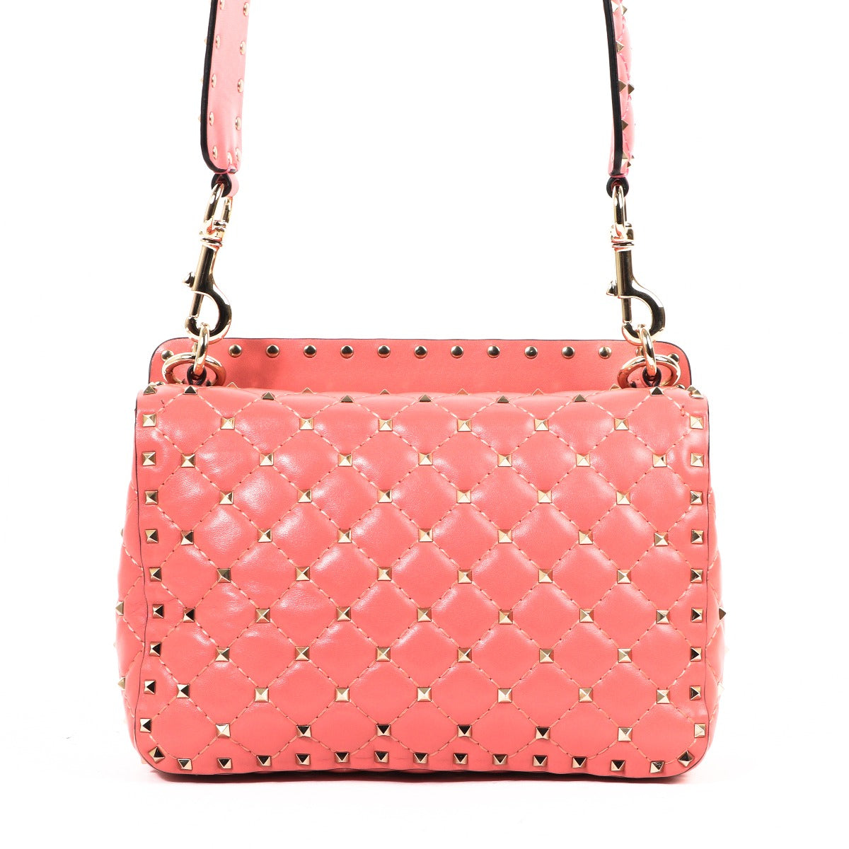 Valentino Garavani Roze Medium Rockstud Spike Nappa Tas + Rockstud Spike Schouderband