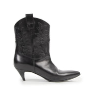 Saint Laurent Black Western Kitten Heeled Boots te koop bij Labellov tweedehands luxe