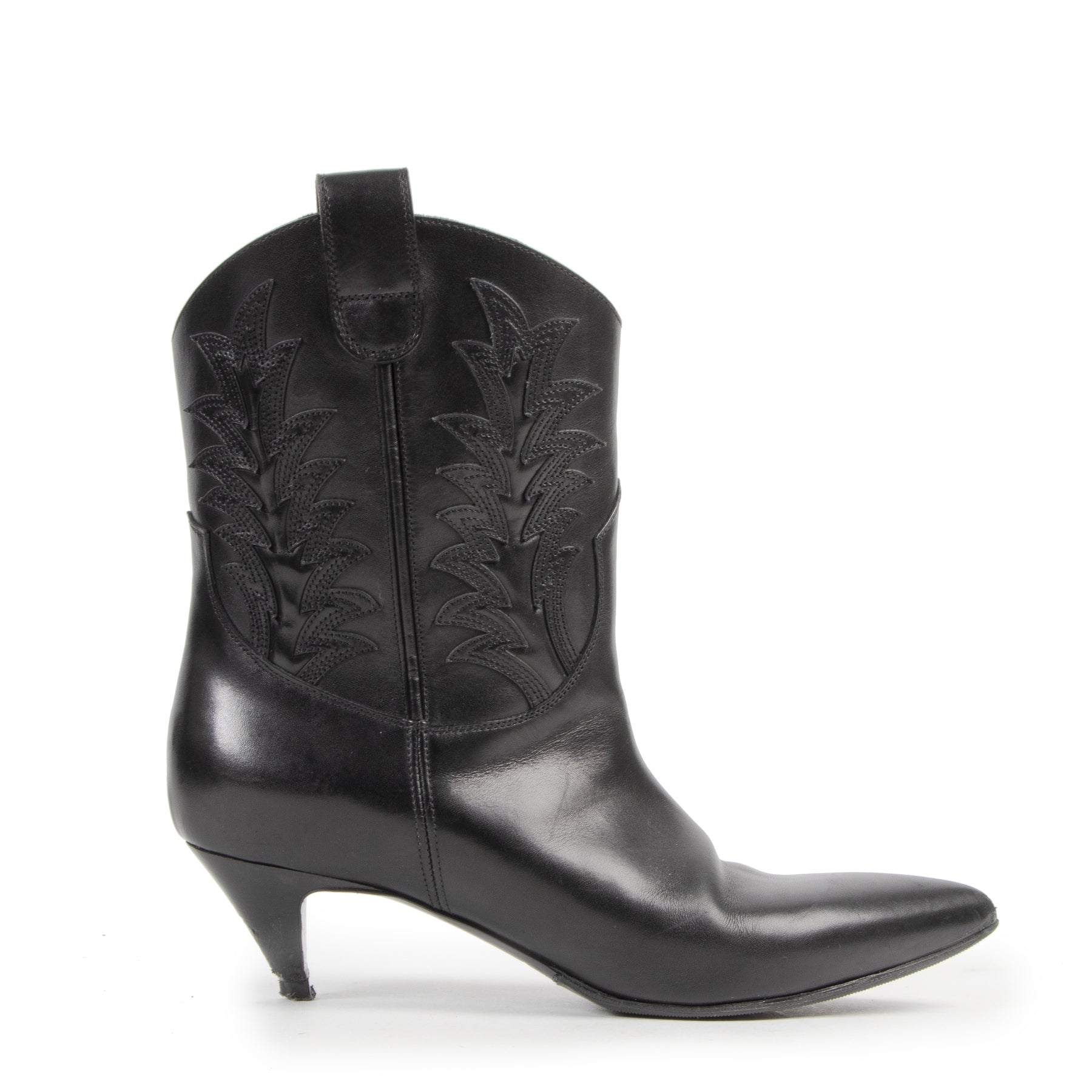 Saint Laurent Black Western Kitten Heeled Boots te koop bij Labellov tweedehands luxe