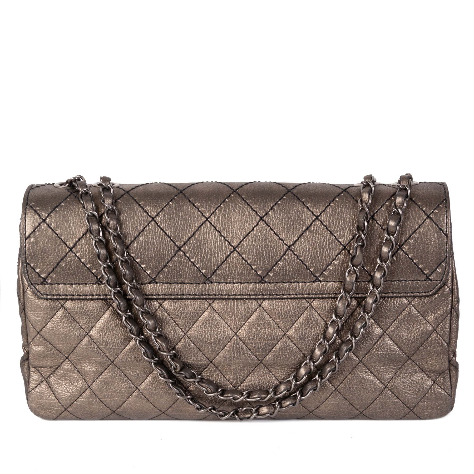 shop safe online your secondhand Chanel Bronze Metallic Quilted Leather Flap Bag