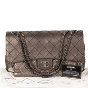 koop veilig online tegen de beste prijs Chanel Bronze Metallic Quilted Leather Flap Bag